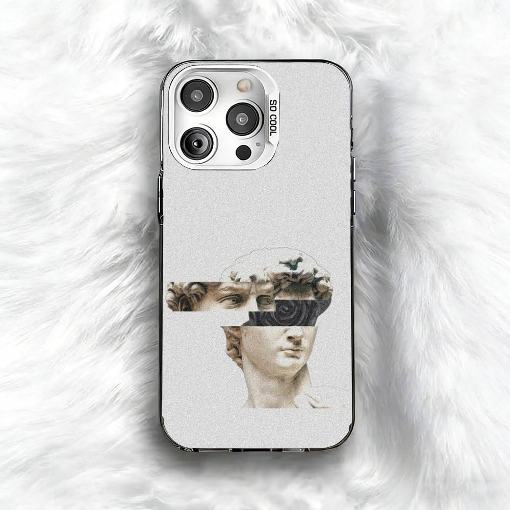 Creative Parody D-David Greek Phone Case For iPhone 16 17 15 14 12 13 Pro Max Black Color Shockproof Cover