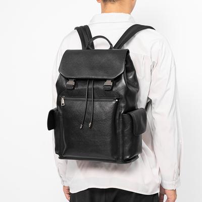 Genuine Leather Men's Casual Backpack Fashion Drawstring Computer Backpack Business Large Capacity Expansion Bag