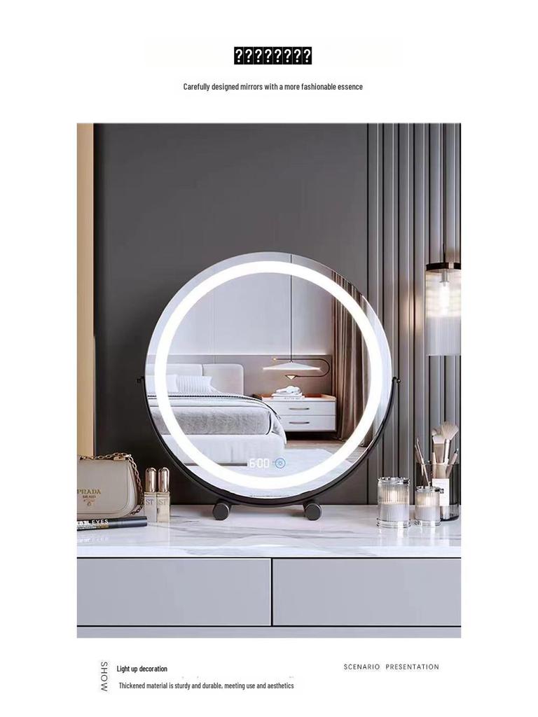 Roterbar cylindrisk LED-sminkspegel med fyllnadsljus