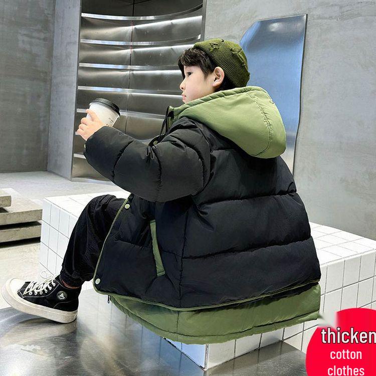 Boys' 2025 Fleece-Lined Winter Coat: Trendy, Thick & Warm for Middle & Big Kids