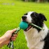 Dog Squeaky TPR Corn Ball: Bite-Resistant Pet Toy, Teeth Cleaner, Grinding Stick with Rope for Self-Entertaining Stress Relief.