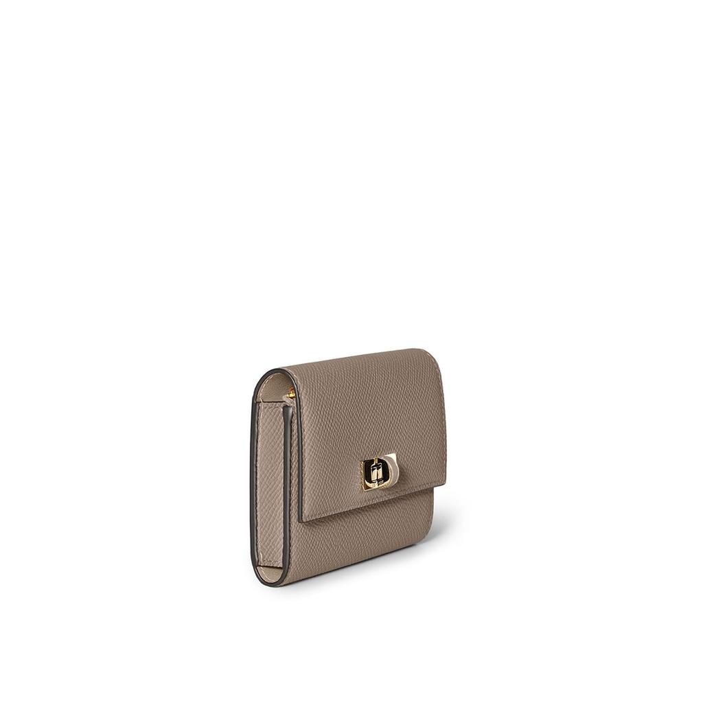 BONAVENTURA Vittoria Compact Wallet in Nobile Leather (Etoupe), Made of Genuine European Leather, Perfect Gift for Women, BWAN44-ET