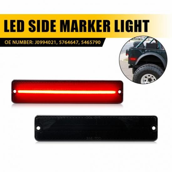 

For 1974-1987 J20 Jeep Pickup Smoked Len Red LED Side Mirror Marker Signal Light