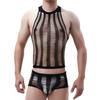 Bodysuit Men Transparent Sexy Man Lingerie Mesh Sensual See Through Black Tights Fitness Sissy Crotchless Erotic Gay Bodyuit Set