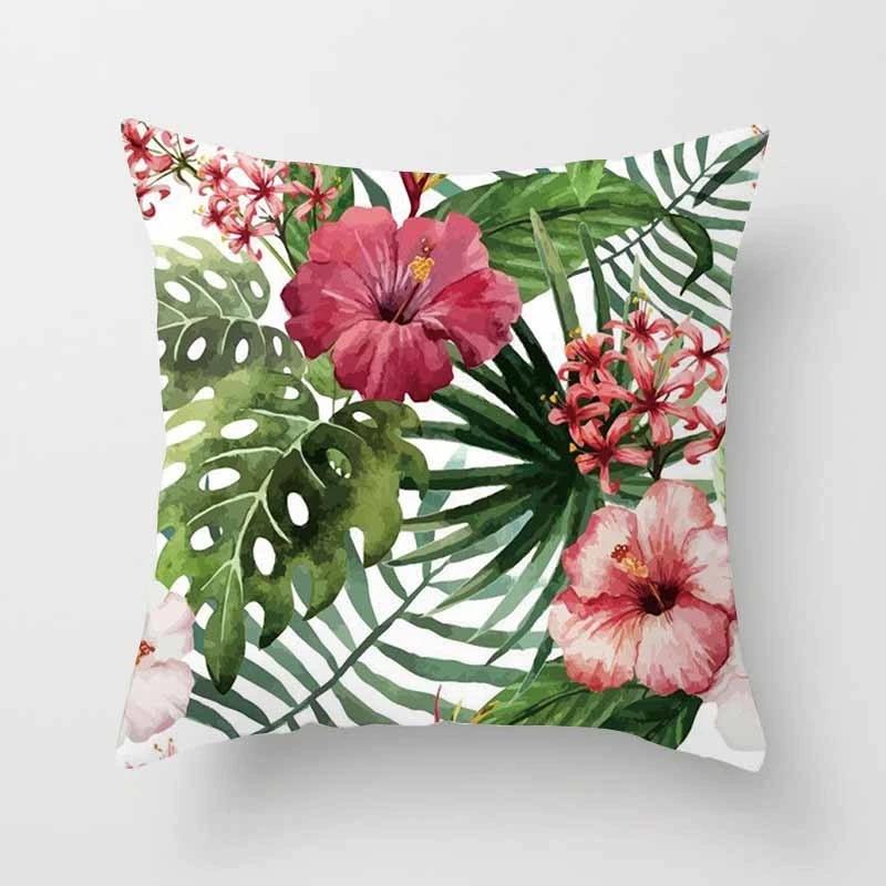 Tropischer Blatt-Kaktus-Monstera-Kissenbezug, 45 x 45 cm, Polyester, Kissen, Sofa, Heimdekoration, Dekoration, dekorativer Kissenbezug