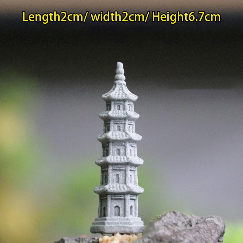 Vintage Zen Miniatyr Sand Stone Tower Pavilion Ornaments Lyktfigurer Japansk hage Bonsai Rockery Lanscaping Home Decor