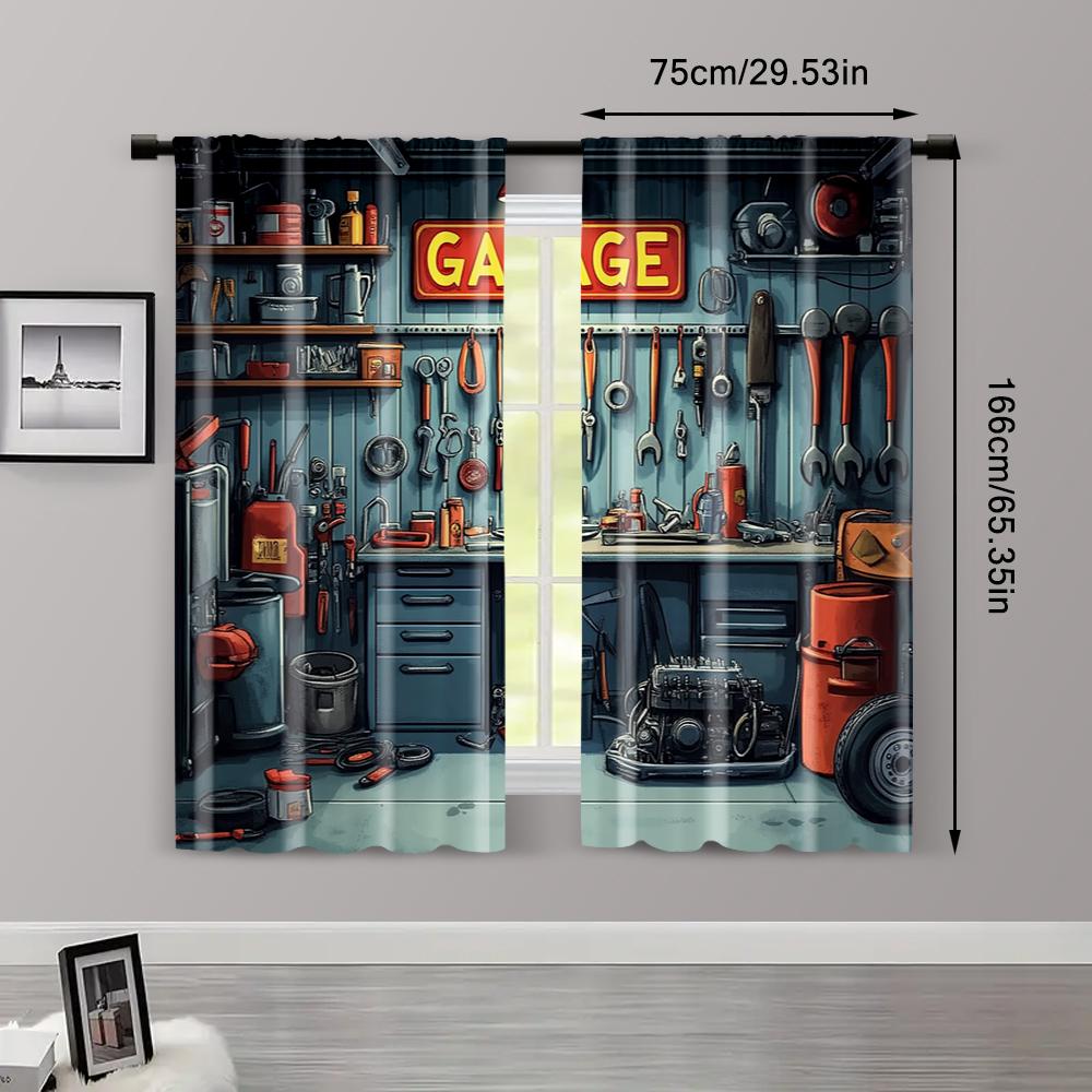 Set Of 2 Curtain Pattern Curtains Car Repair Polyester Without Rod Stuff Clearance Use Bedroom For Sleeping Area Made Machine Washable