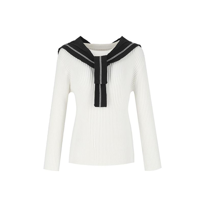 SOUP Contrast Tie-Neck Knit (Sy9Lk31)