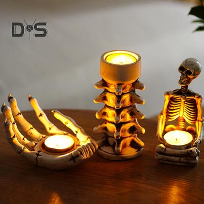 Halloween Kerzenhalter Harz Skelett Hand Schädel Rückgrat Kerzenständer Teelichthalter Home Gothic Decor Gruselige Party Supplies