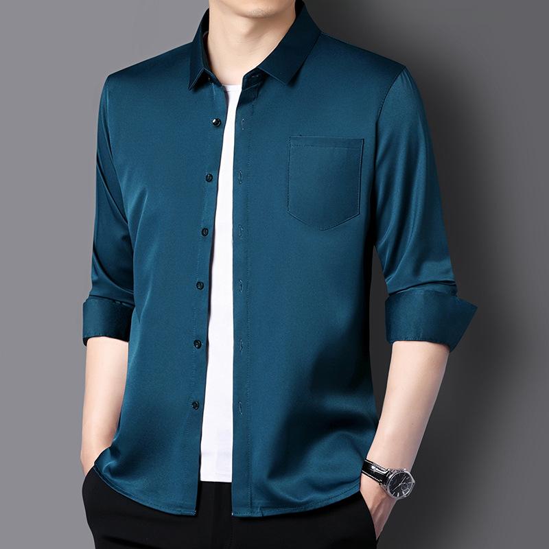 

Мужская деловая повседневная рубашка с длинным рукавом 170/L