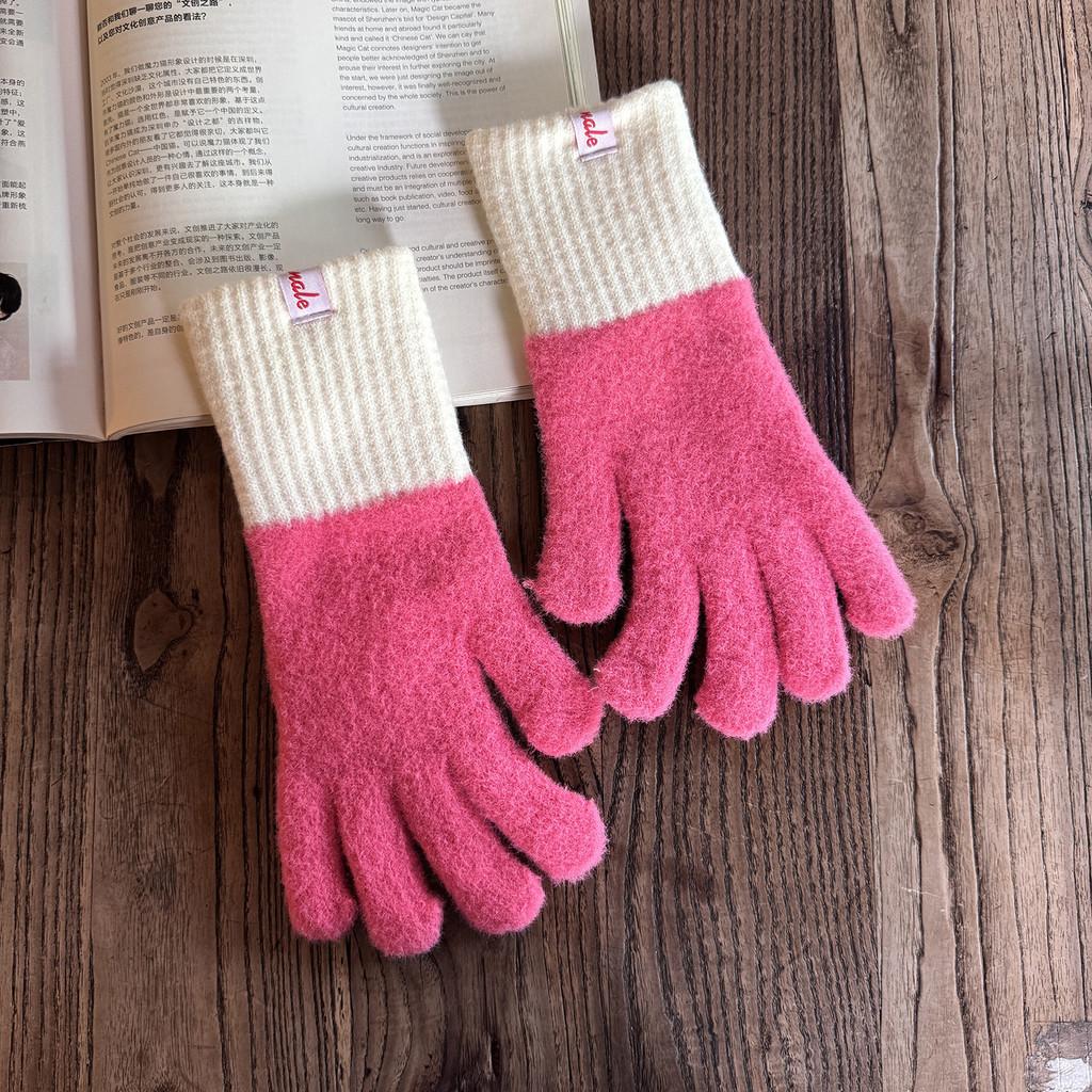 Dopamine Knit Fingerless Thermal Gloves With Touch Screen For Womens Winter Fashion And Sports RoseRed