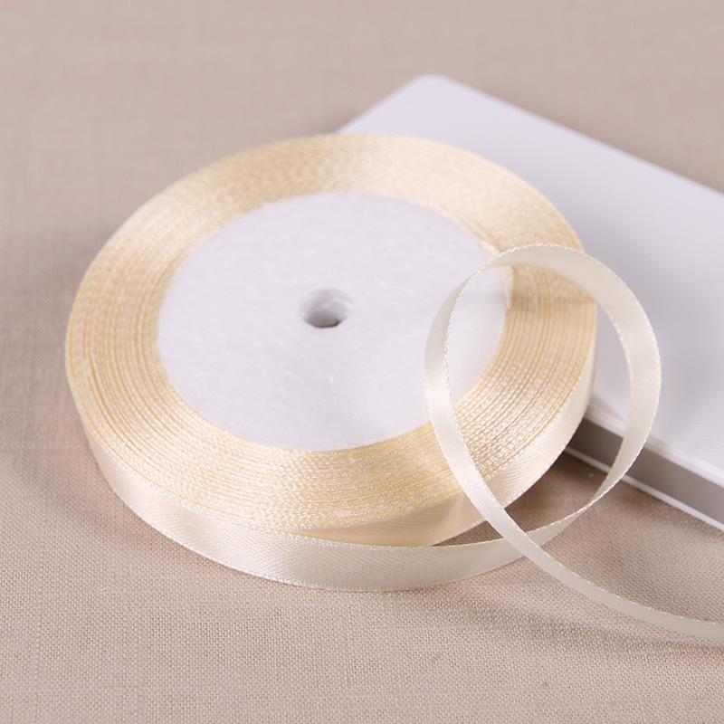 25 Yards 6/10/12/15/20/25/32/38/50/75mm Beige Color Polyester Satin Ribbon for Wedding Party Decoration&DIY Gift Wrapping Ribbon