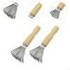 2Pcs Hair Brush Cleaner for Home and Salon Use with Metal Wire Rake,Ergonomic,Wooden Handle Pick