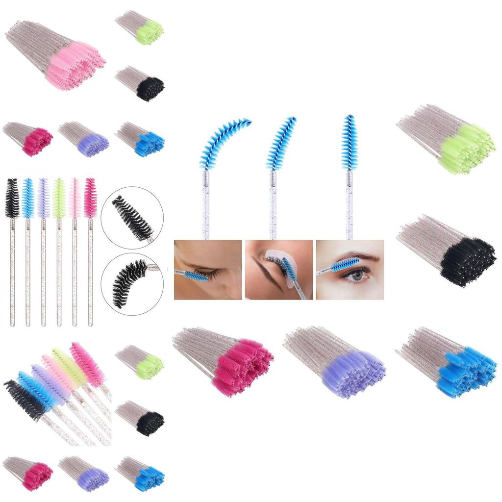 Disposable Eyelash Eye Brush With Elegant Crystal Diamond Handle And Spiral Design For Precise Makeup Application
