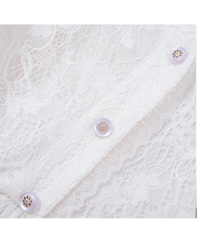 Sukienka damska plus size jesień 2023 francuska biała koronkowa sukienka z rękawami 3/4, długość midi