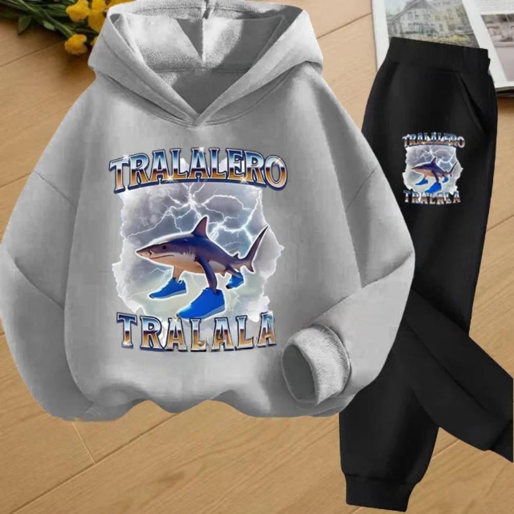 Autumn Italian Brainrot Print Kids Hoodie+Pants Suit Boys 2pcs Set Fashion Casual Girls Tracksuit Children Long Sleeve Outfits