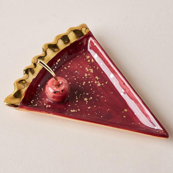 Ceramic Watermelon Apples Shape Earrings Necklace Jewelry Storage Dish Plate