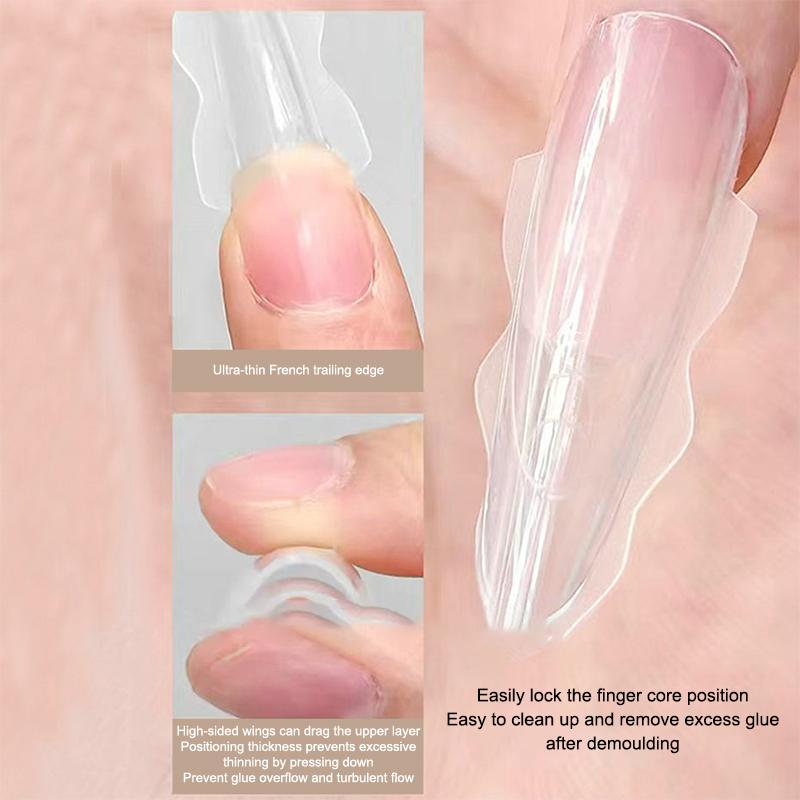 60Pcs Sandwich Nails Forms Nail Mold for Quick Nails Extension Plastic Nail Form Tools for Beginners Professionals Women