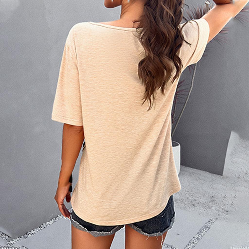 Casual Women's Solid Color Temperament Casual Solid Color Zipper Short-sleeved Tops
