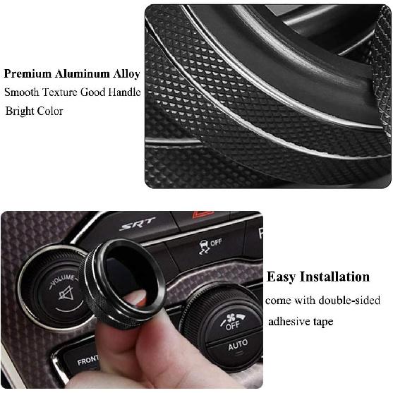 AC Air Conditioner Volume Tune Knob Button Cover for Dodge Ram 1500 2500 3500 2013-2018 for Dodge Challenger Charger Durango Journey Chrysler 200 300