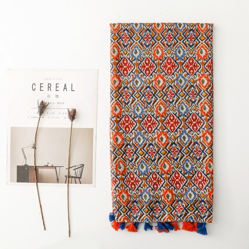 Flower Print Bohemian 88*180cm Women Viscose Scarf Shawl Cotton Linen Feeling Tassel Pashmina Muslim Hijab Wrap Lady Female