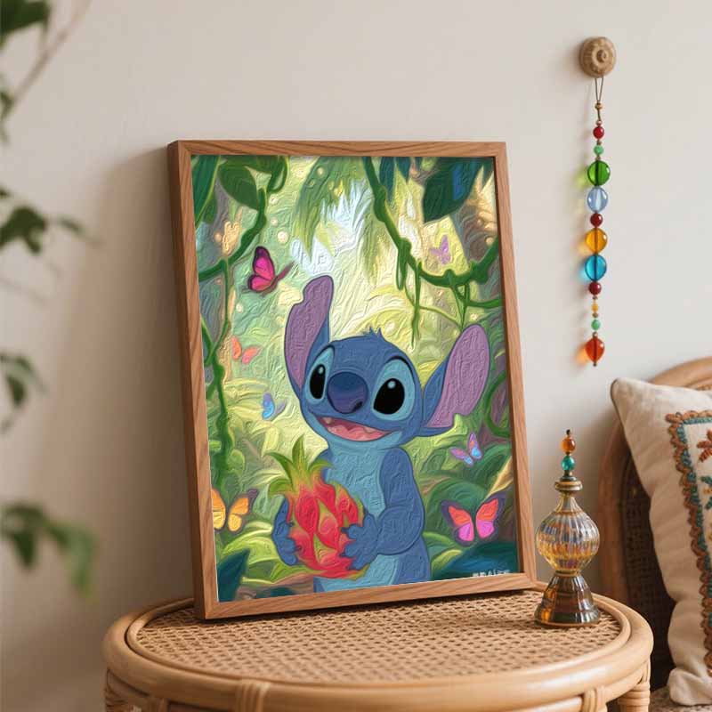 Disney Stitch Jungle Digital Oil Painting Art Kit Hand Filled Home Decor