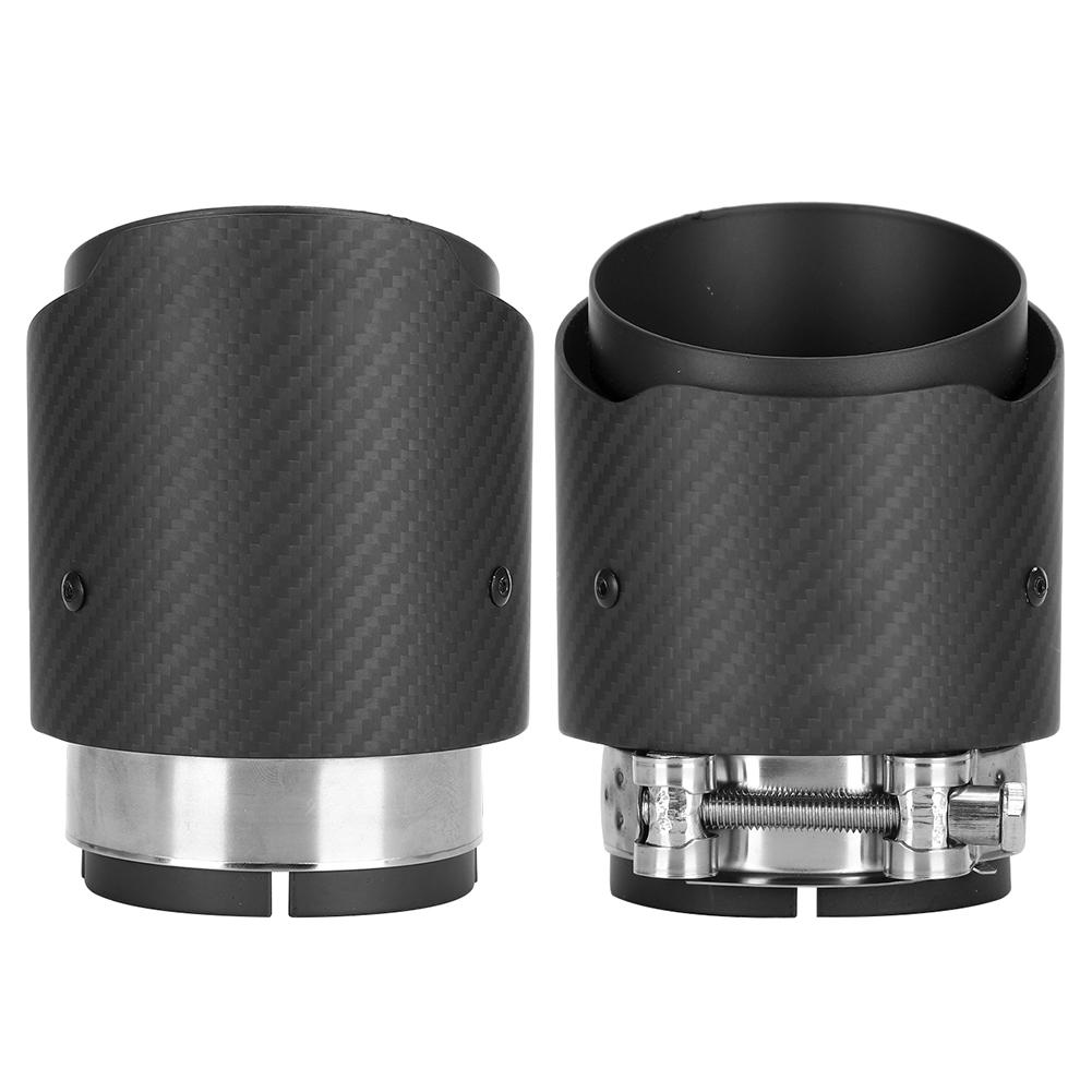 Fibra de Carbono Entrada 80mm Salida 101mm Cola Garganta Lados Rectos Mate Punta de Tubo de Escape Apto para Mazda CX5 CX4(Negro mate