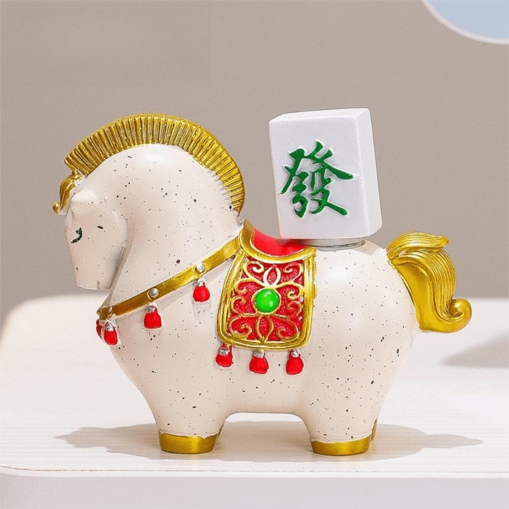 Good Luck Resin Horse Statue Rotatable Desktop Ornament Creative Zodiac Horse Ornaments  Home
