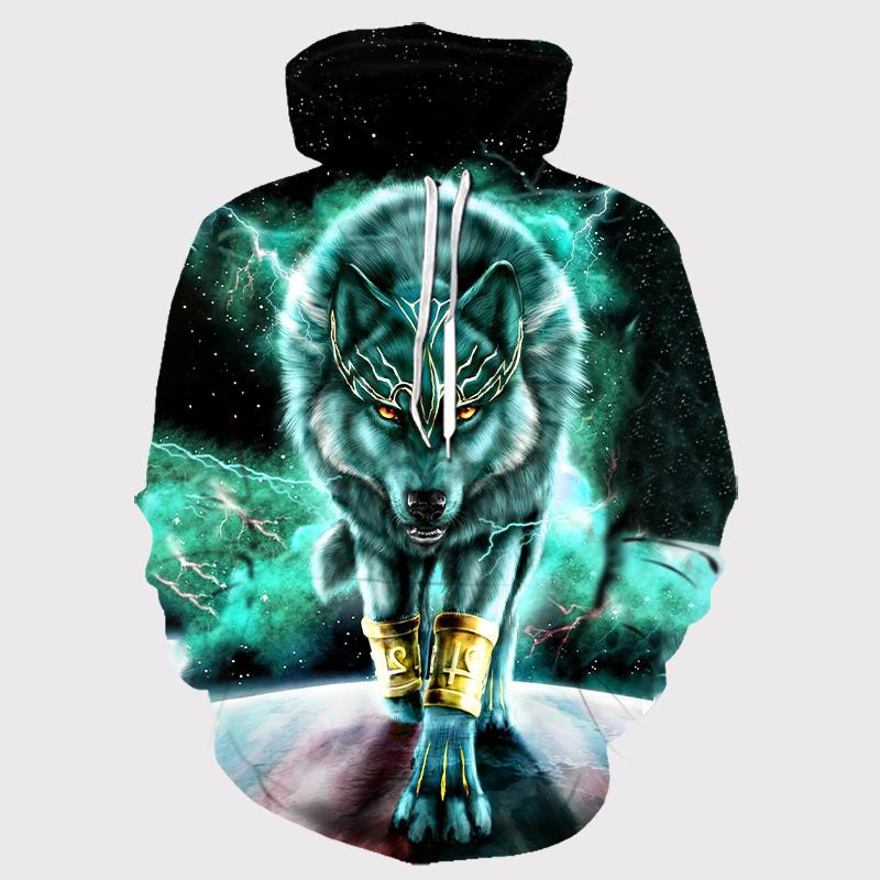 Animal Wolf 3D Printed Hooded Sweatshirts Men Fashion Casual Oversized Pullover Hip Hop Harajuku Streetwear Hoodies