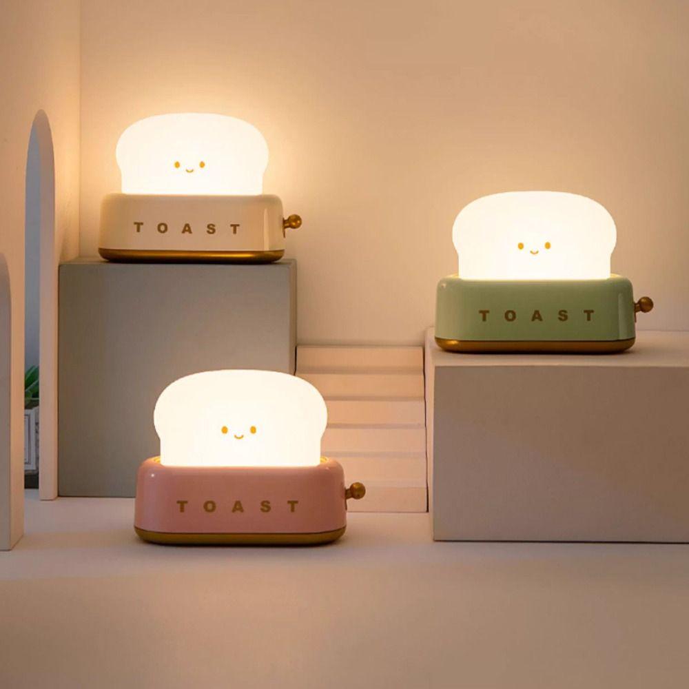 Cartoon Toaster Lamp Dimmable Mini Table Lamp Ambient Lighting Bread Toast Table Light  Bedroom