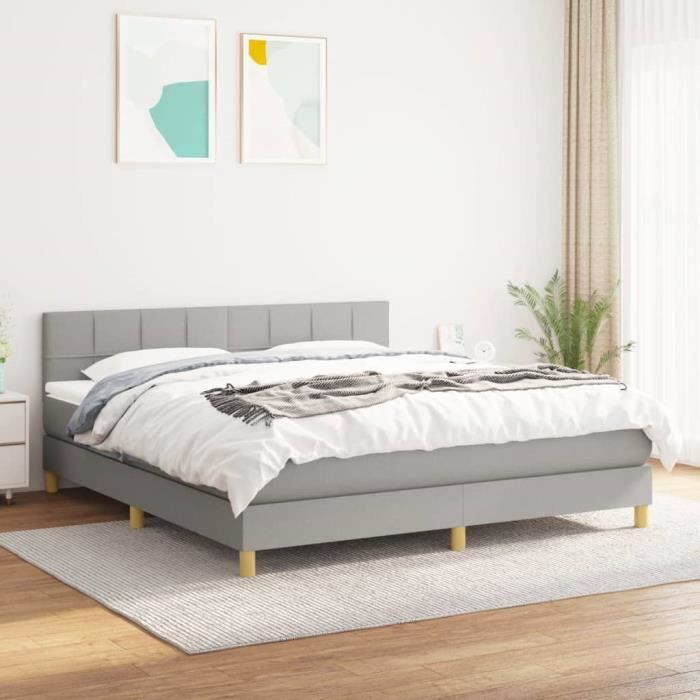 3140625 vidaXL Divan Bed with Mattress Light Grey 160x200cm Fabric