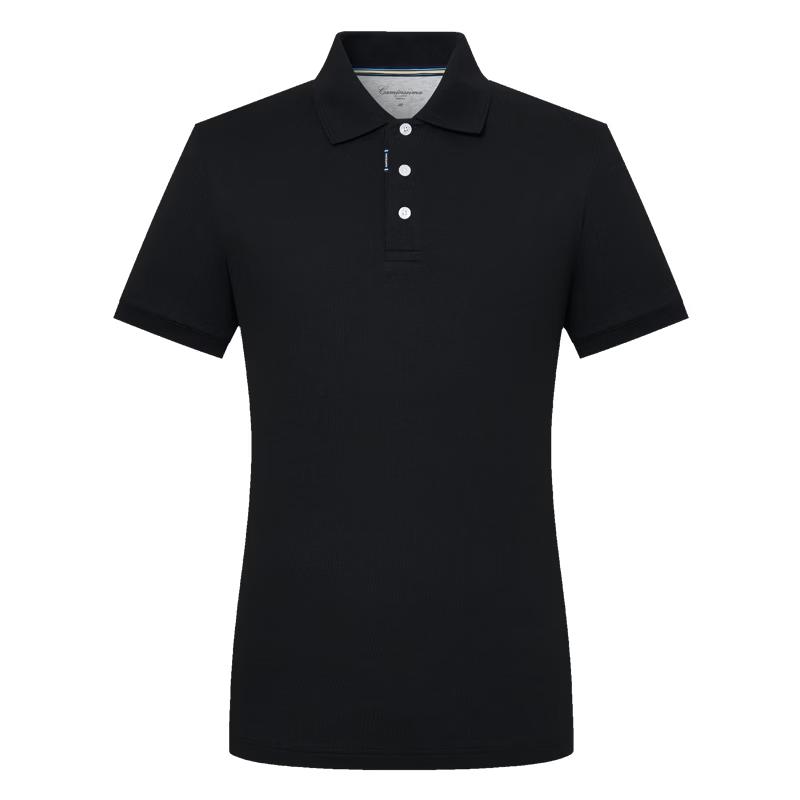 CAMICISSIMA Men s Business Casual Black Short Sleeve Polo Shirt 46