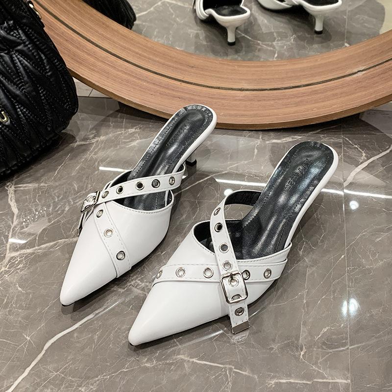 Summer Womens Shoes Sexy Pointed Toe Half Slippers Fashion High Heel Cool Slippers for Women Luxury Banquet High-heeled Slippers