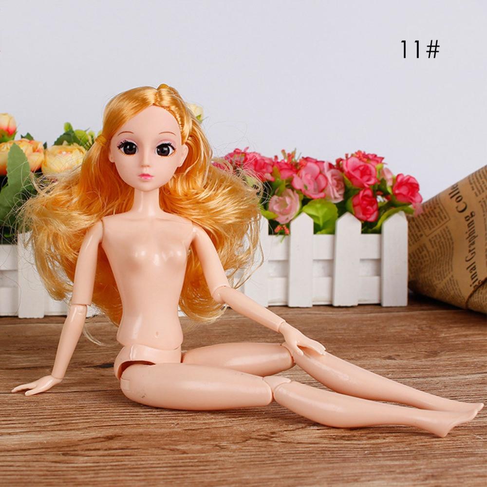 Color Hair 1 PC Nude Doll with Head for Dolls 11 Joint Moving Naked Bodies DIY Toys Accessories