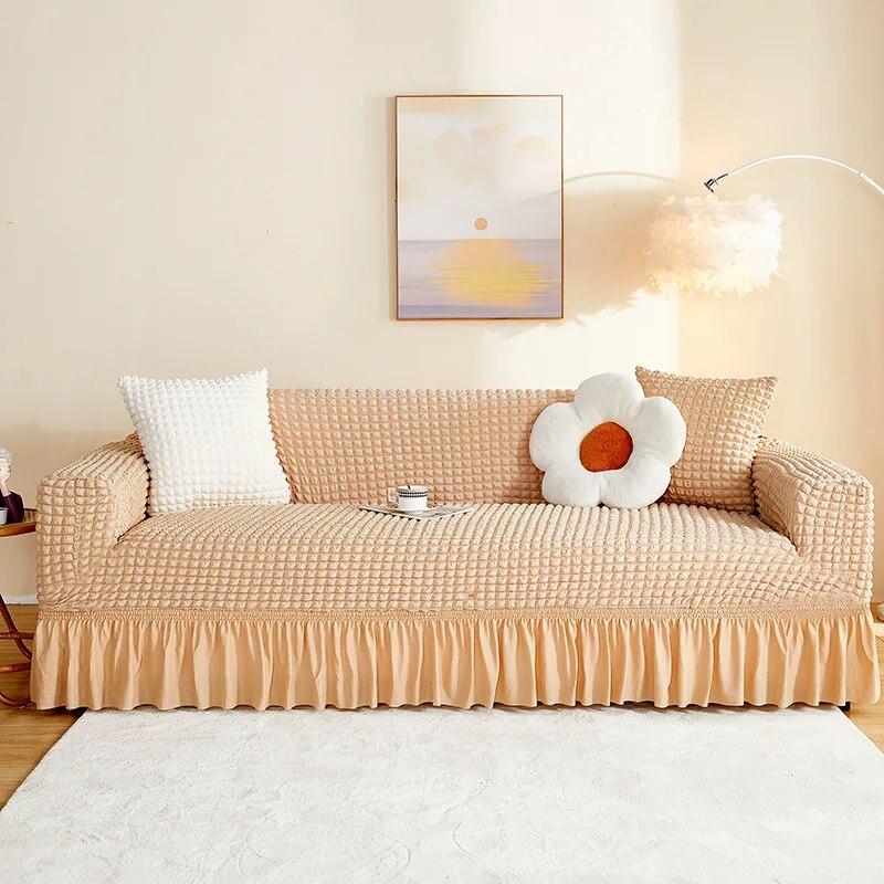 1/2/3/4 Seater Seersucker Sofa Slipcover High Stretch Couch Cover Thick Corner Sofa Protector Elastic Corner Couch Covers