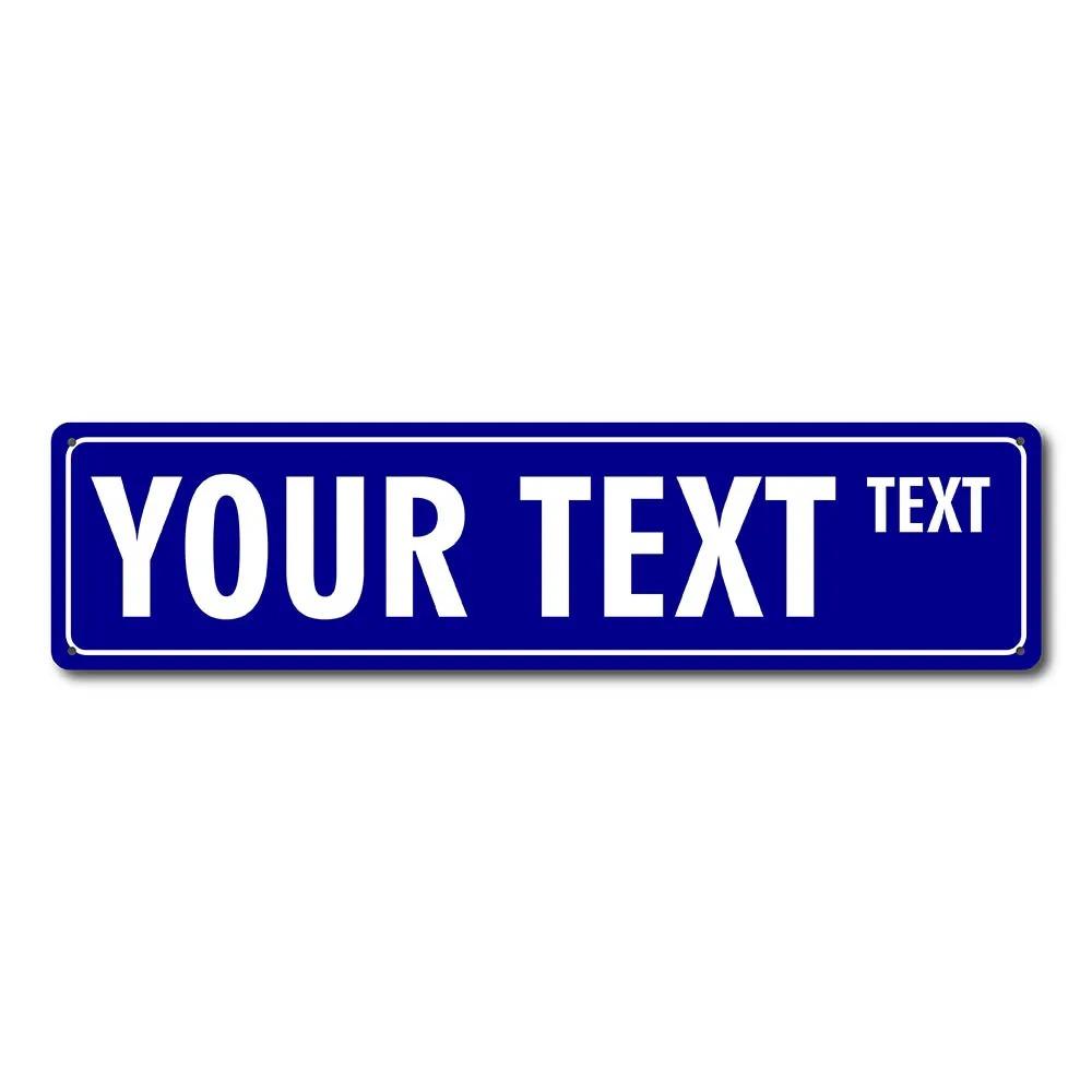 Custom Vintage Deep Blue Metal Street Sign Personalized Wall Decor for Home Patio Business