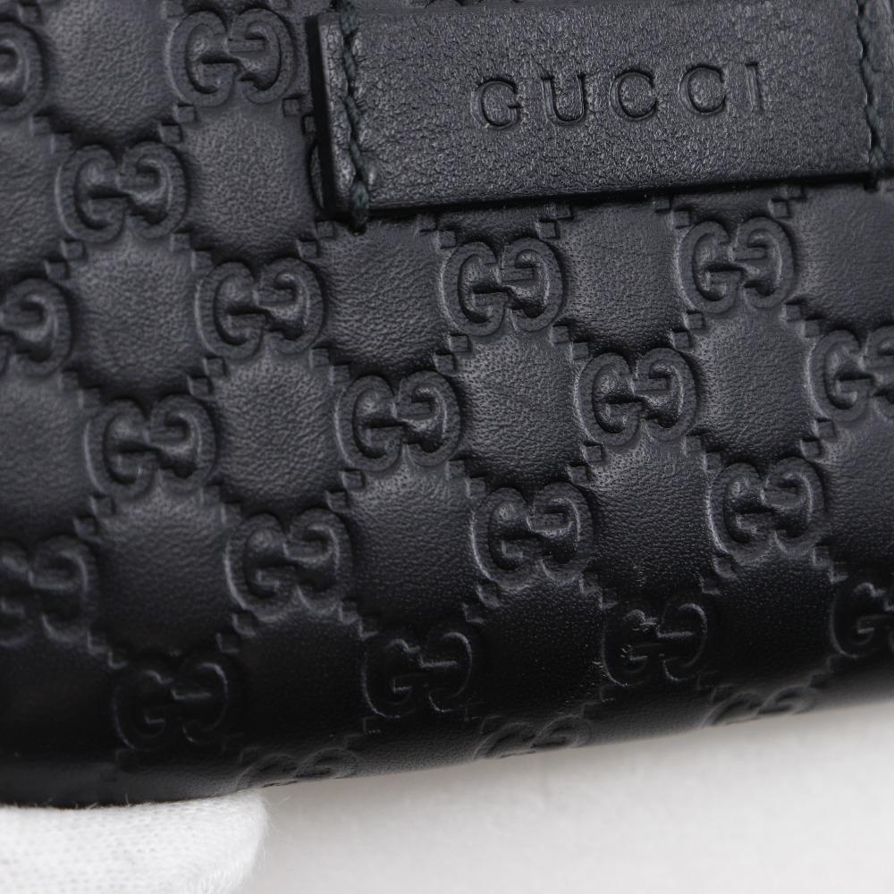 Gucci GG Micro Coin Purse 449896 Zip Around Outlet Black Sima Leather Unisex Used