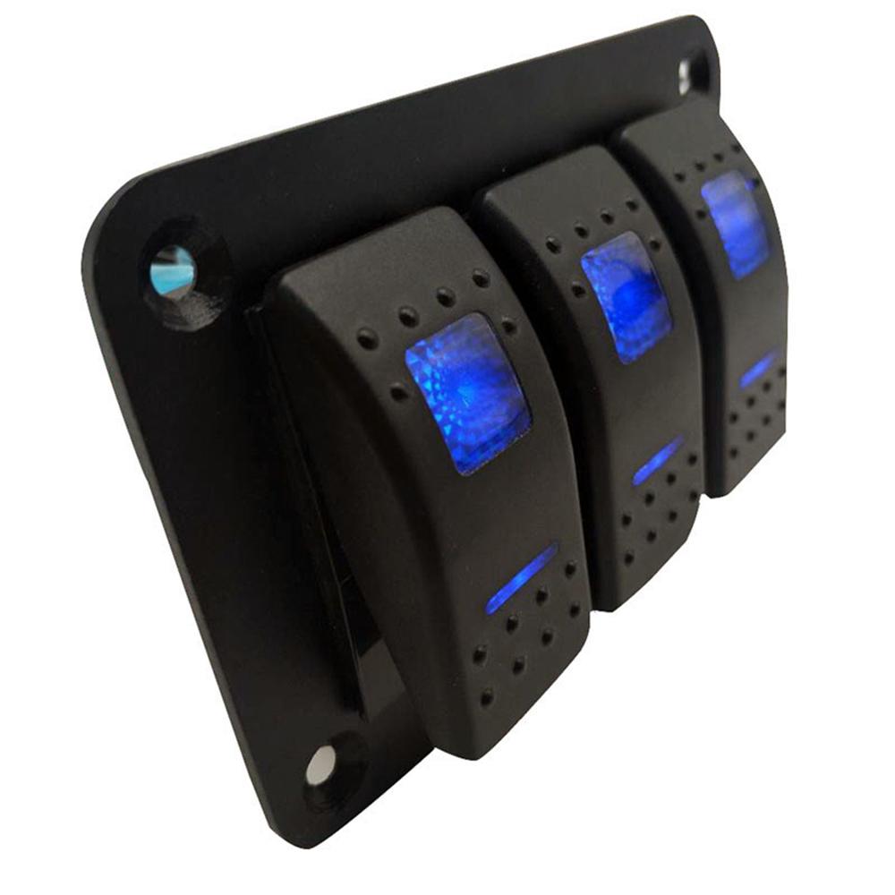 3-Gang Toggle Rocker Switch Panel for Car/Boat/Marine/RV