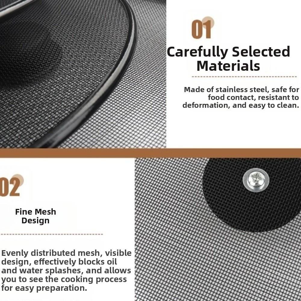 Fine Mesh Splatter Screen Anti-Splash Anti Grease Lid Practical Splash Guard Cover  Frying Pan Use