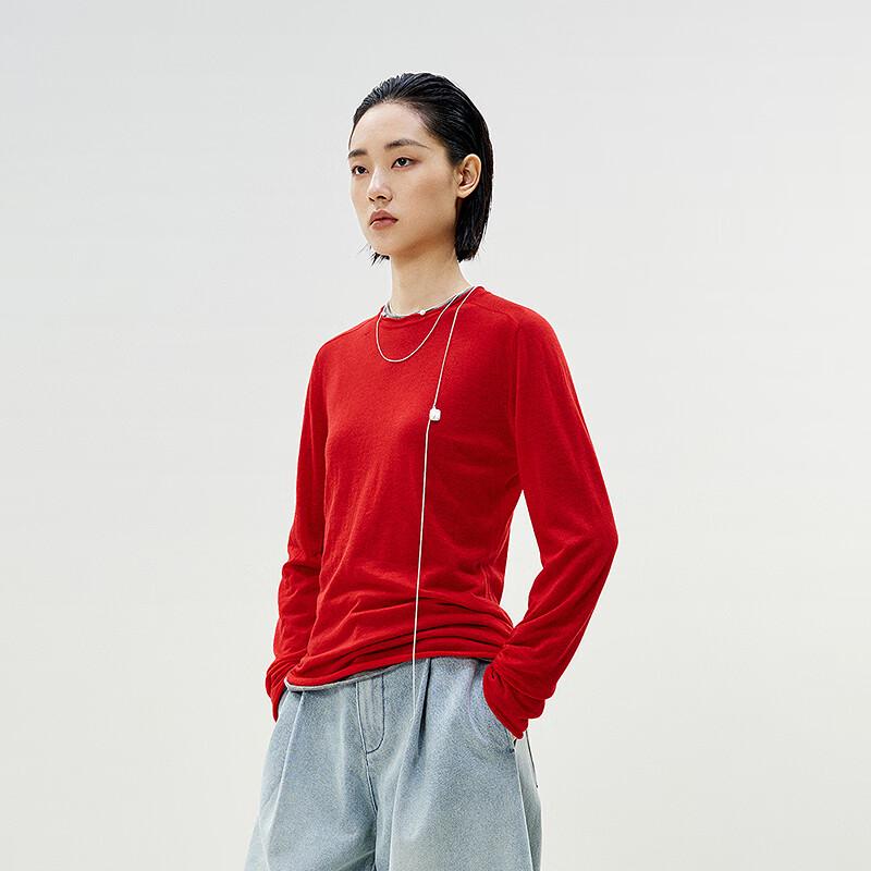 LESS 2025 Spring Slim Fit Round Neck Pullover Sweater