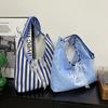 Large capacity striped bag women's new trendy fashion tote bag female college student class handbag female