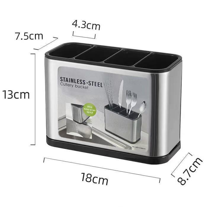 

1PC Kitchen Stainless Steel Chopsticks Tableware Multifunctional Integrated Drain Storage Box New Spoon Chopsticks Cage 1-tier