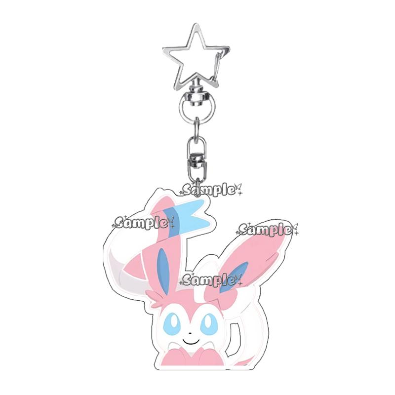 Kawaii Eevee Vaporeon Flareon Q Version Anime Characters Acrylic Keychain Umbreon Cartoon Ornaments Backpack Charm Accessories