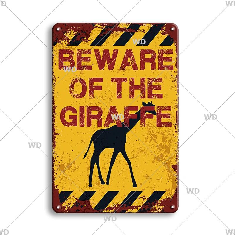 Attenzione Pericolo Cartelli Metallici Attenzione agli Animali Poster Gatto Targhetta Murale Vintage Placca Metallica Pub Bar Casa Pittura Decorazione Man Cave