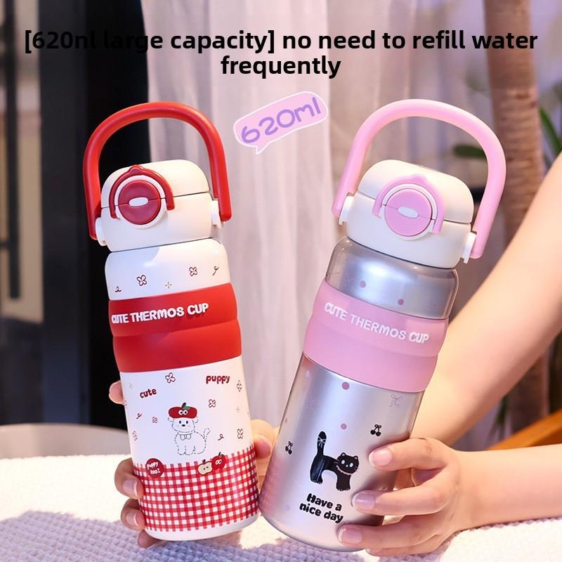 Starry Bear Travel Mug With Vacuum Insulation And Double Drinking Lid For Outdoor Use