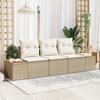 VidaXL 3-Piece Garden Sofa Set with Beige Cushions Poly Rattan Acacia 3348017