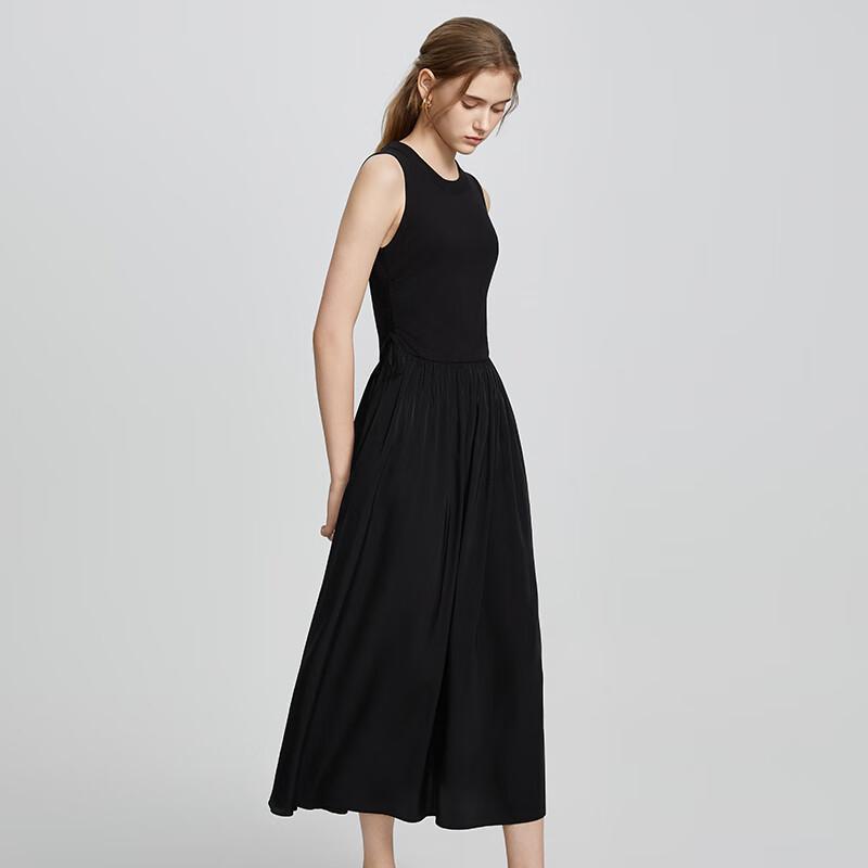 Women's Knitted Splicing Sleeveless Midi Dress