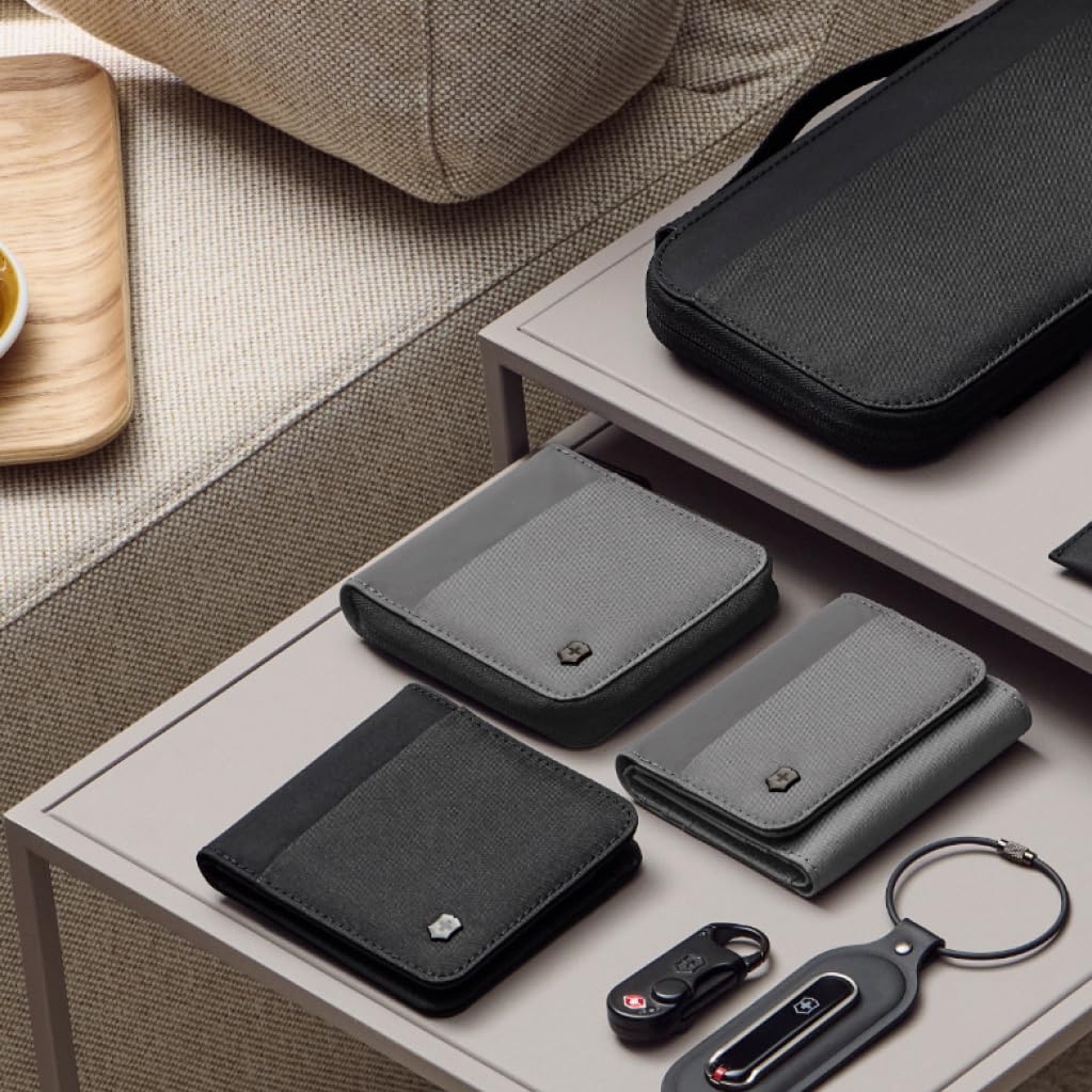 Cartera con cierre de cremallera, esencial para viajes, plegable, de marca,  gris, 653368 [Victorinox] Para hombre []