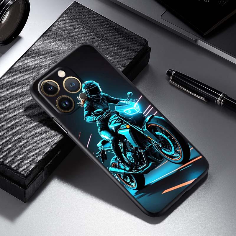 Model Rider Cool Phone Case For Apple iPhone 17 16 16E 15 14 13 12 11 Pro Max Plus Black Soft Silicone