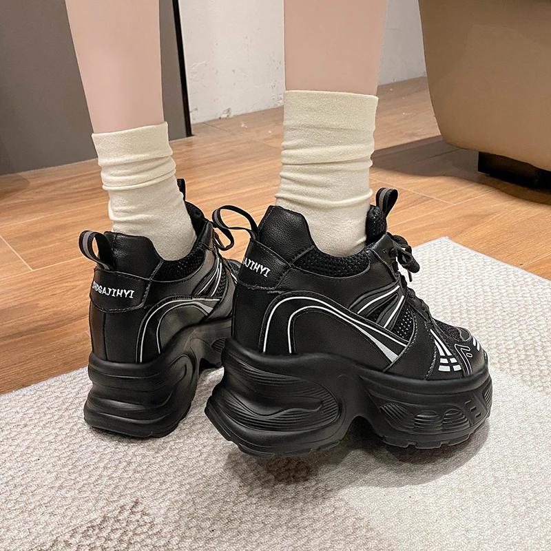 Fashion 10CM Spring Women Platform Sneakers Autumn Breathable Wedges Casual Shoes High Heels Thick Sole Sneakers Woman Deportivas Mujer